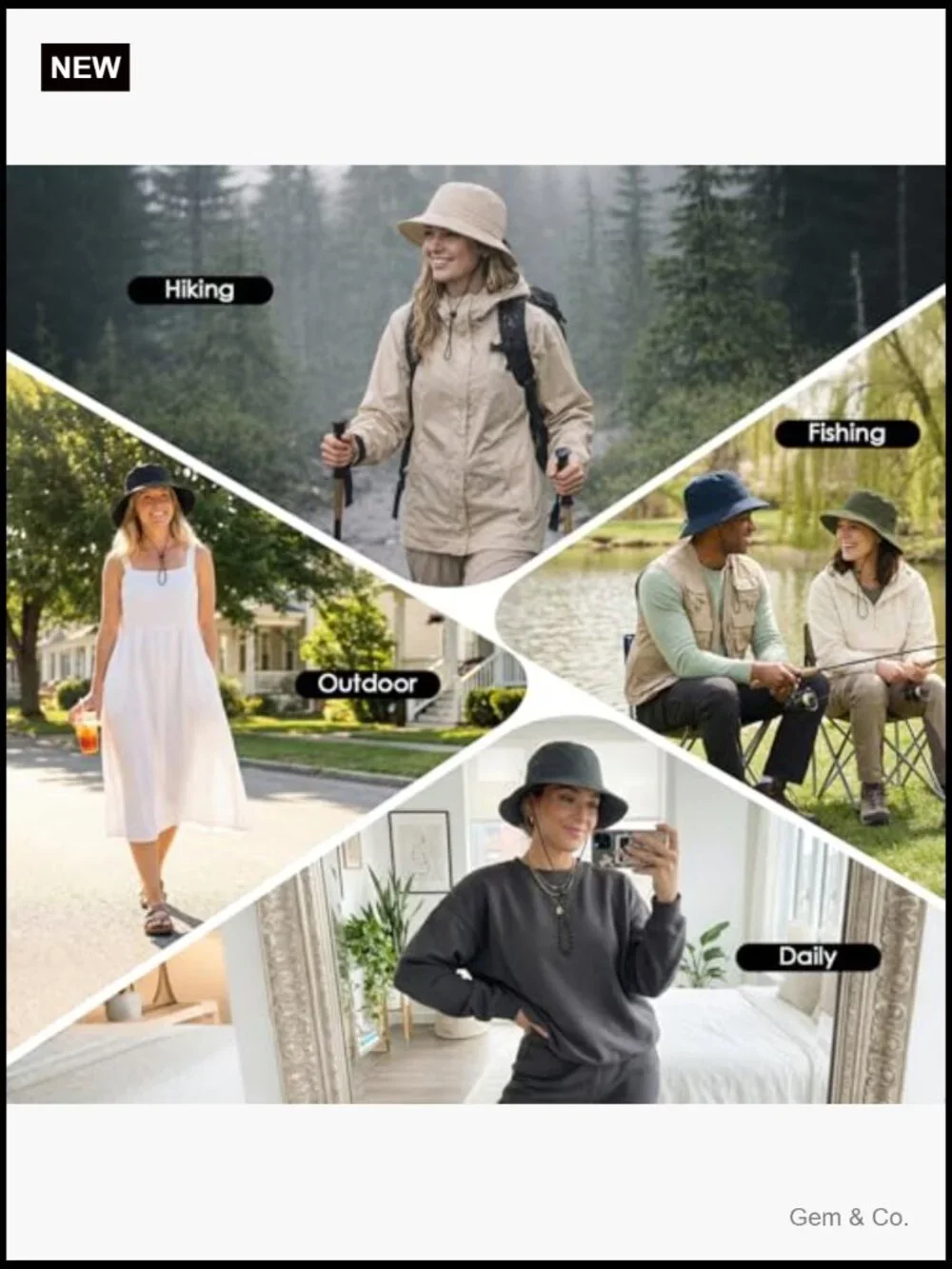 Waterproof Bucket Hat UPF 50+ Packable Rain Sun Hat Lightweight Hiking Hat